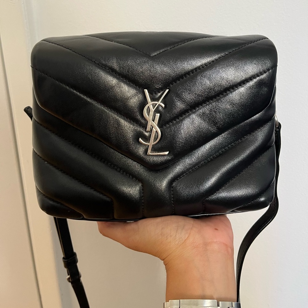 Saint Laurent Loulou Toy Matelasse Calfskin V-Flap Crossbody Bag